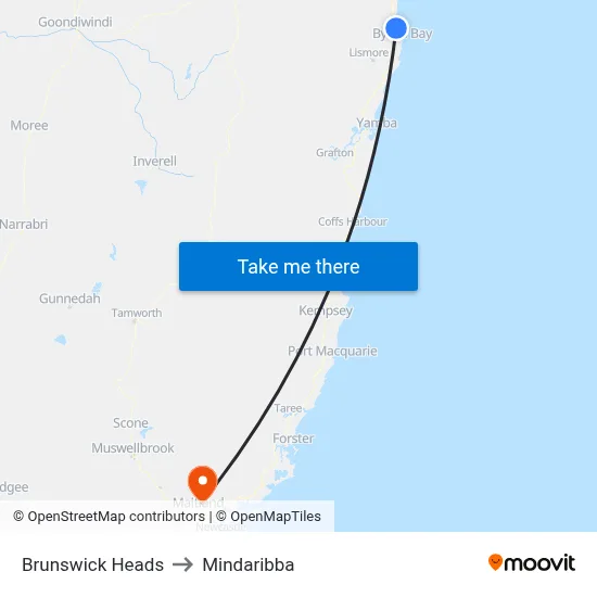 Brunswick Heads to Mindaribba map