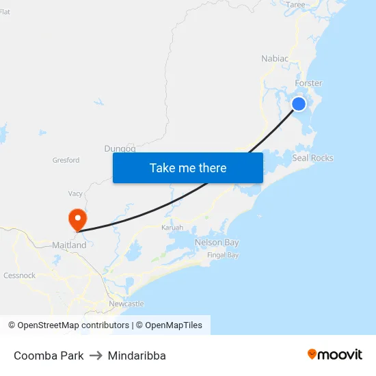 Coomba Park to Mindaribba map