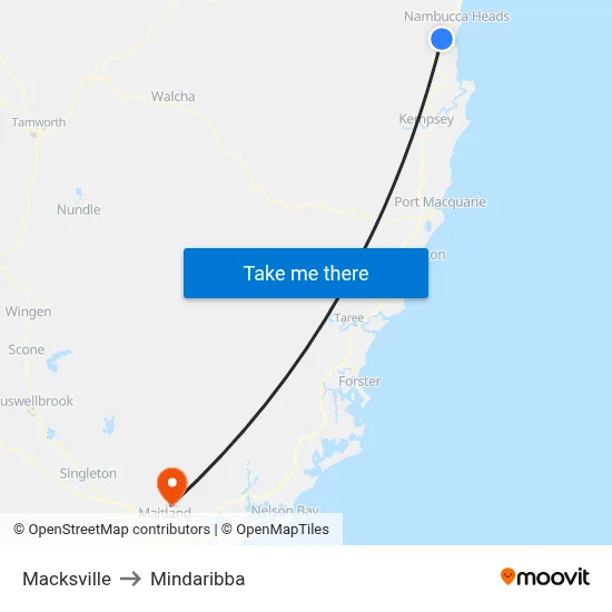 Macksville to Mindaribba map