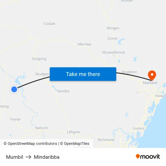Mumbil to Mindaribba map