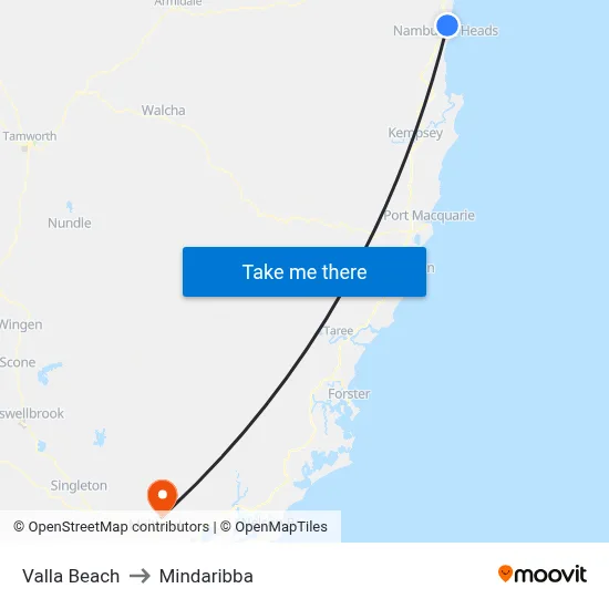 Valla Beach to Mindaribba map