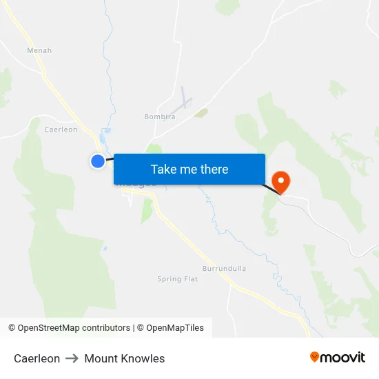 Caerleon to Mount Knowles map