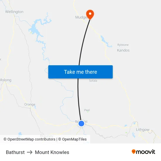 Bathurst to Mount Knowles map