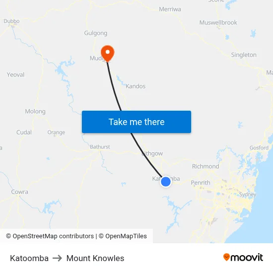 Katoomba to Mount Knowles map