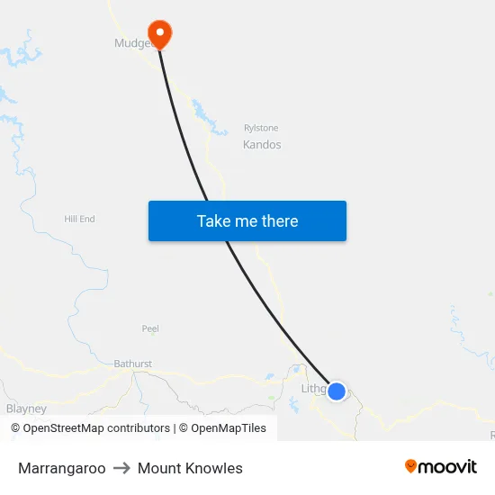 Marrangaroo to Mount Knowles map