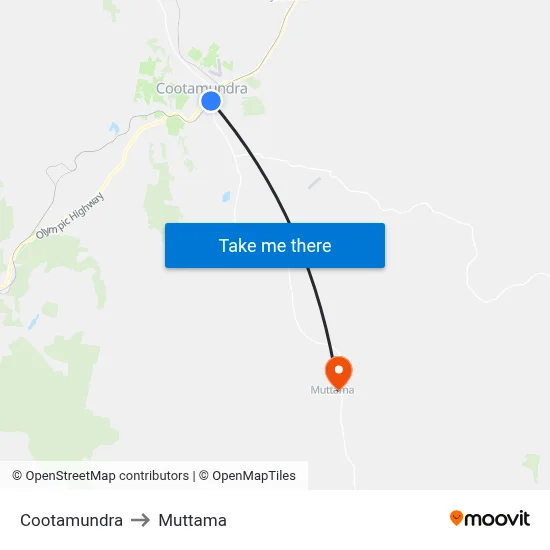 Cootamundra to Muttama map
