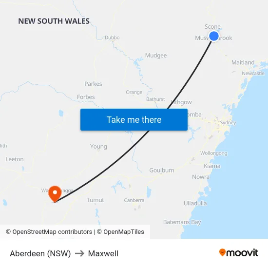 Aberdeen (NSW) to Maxwell map