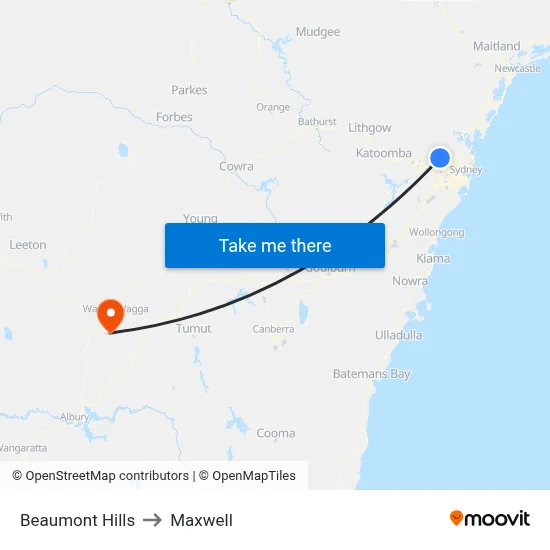 Beaumont Hills to Maxwell map