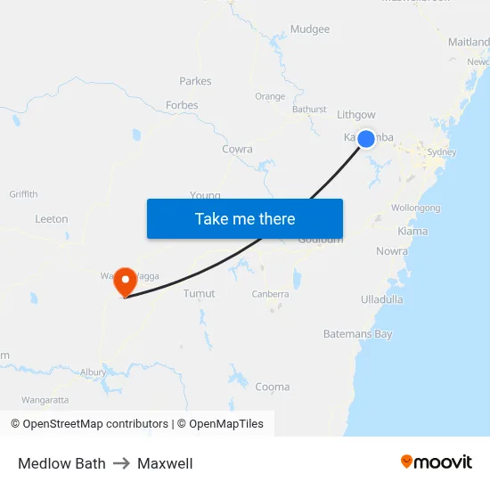 Medlow Bath to Maxwell map