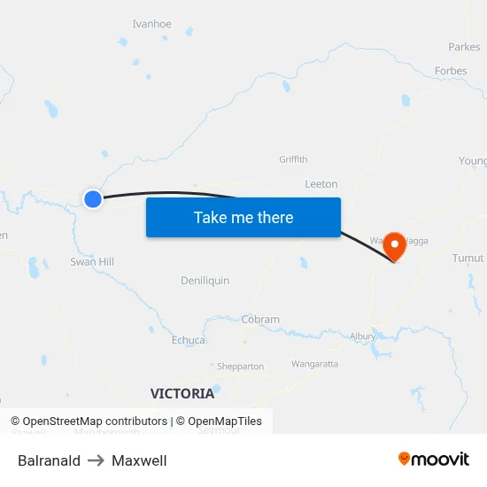 Balranald to Maxwell map