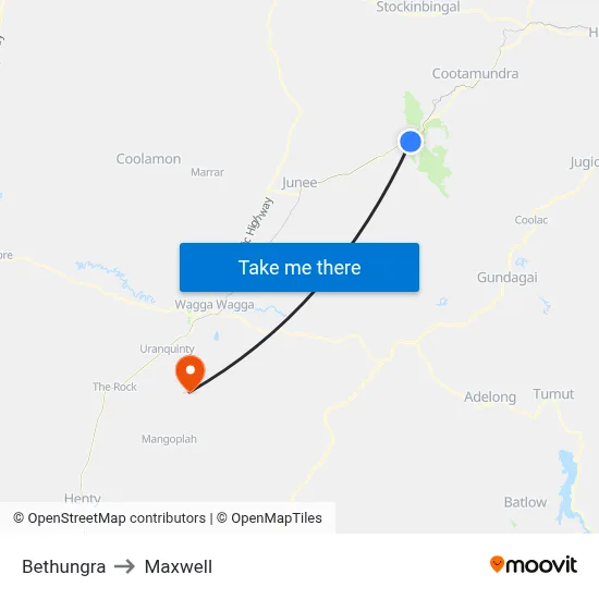 Bethungra to Maxwell map