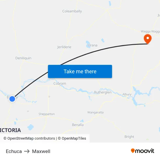 Echuca to Maxwell map