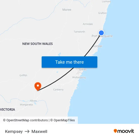 Kempsey to Maxwell map