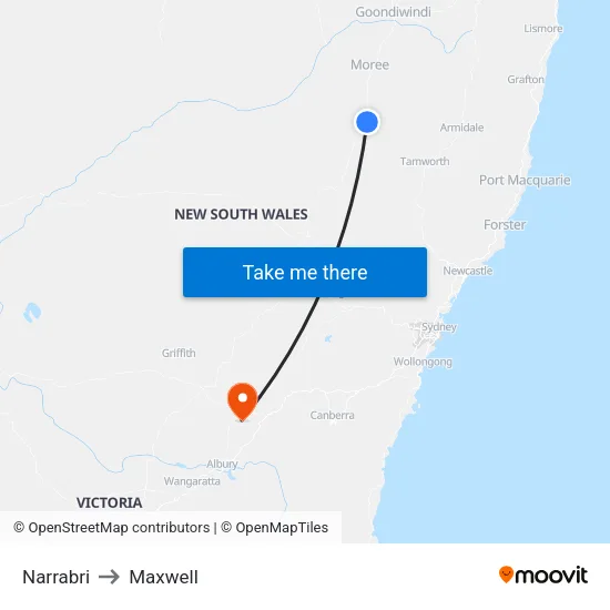 Narrabri to Maxwell map