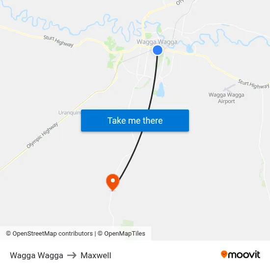 Wagga Wagga to Maxwell map