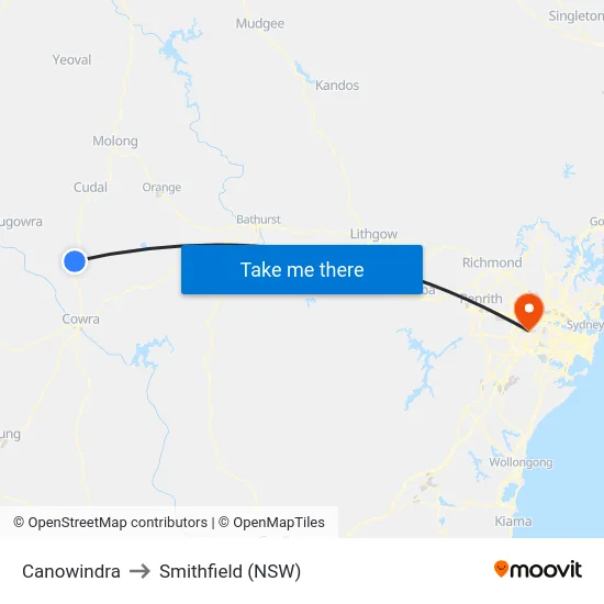 Canowindra to Smithfield (NSW) map