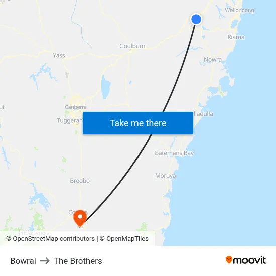 Bowral to The Brothers map