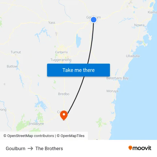 Goulburn to The Brothers map