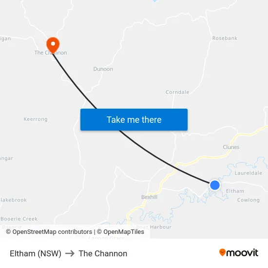 Eltham (NSW) to The Channon map