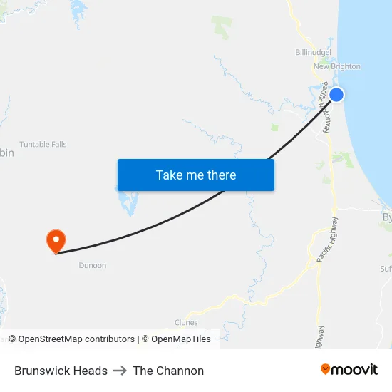 Brunswick Heads to The Channon map