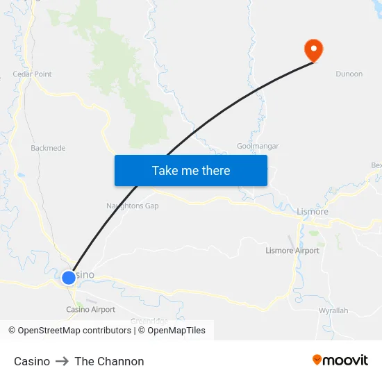 Casino to The Channon map