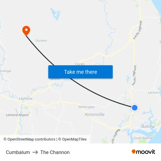 Cumbalum to The Channon map