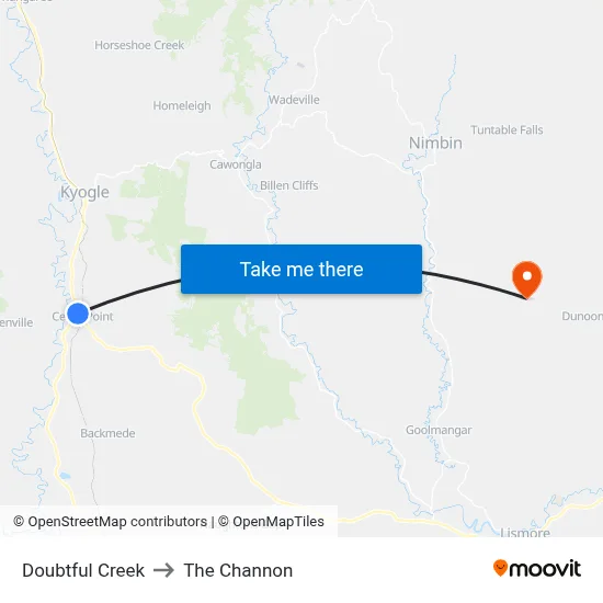 Doubtful Creek to The Channon map