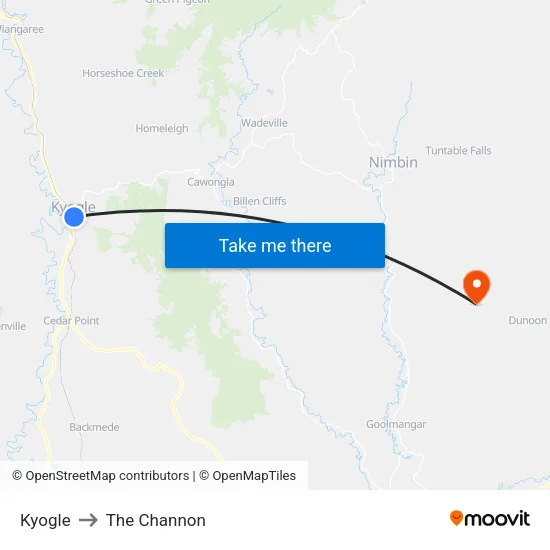 Kyogle to The Channon map