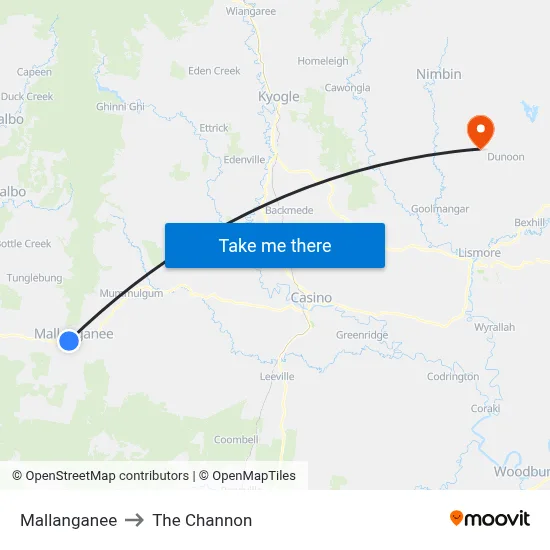 Mallanganee to The Channon map