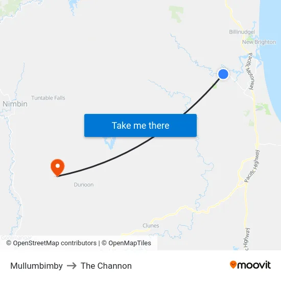 Mullumbimby to The Channon map