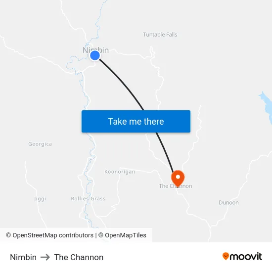 Nimbin to The Channon map