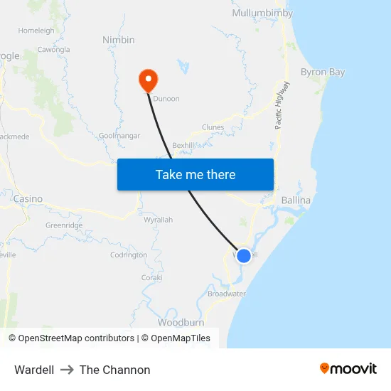 Wardell to The Channon map