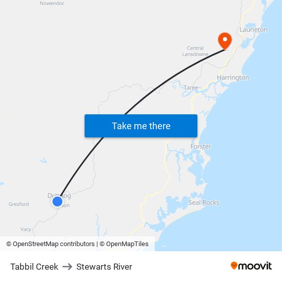 Tabbil Creek to Stewarts River map