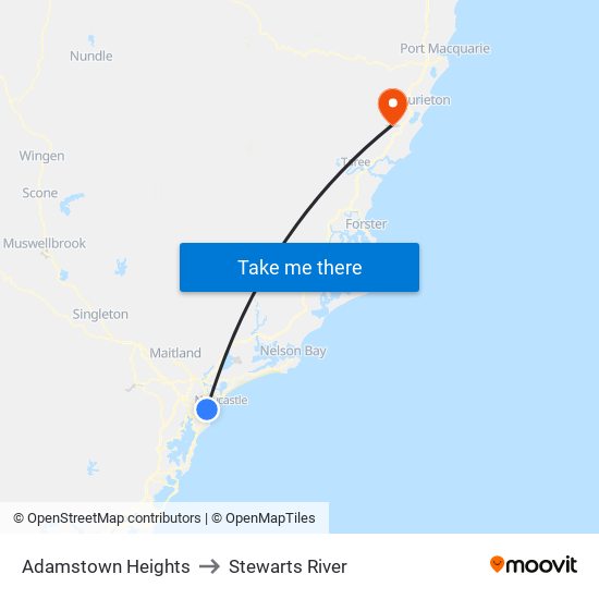 Adamstown Heights to Stewarts River map