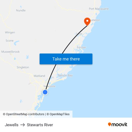 Jewells to Stewarts River map