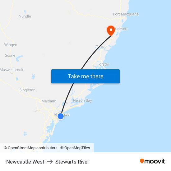 Newcastle West to Stewarts River map