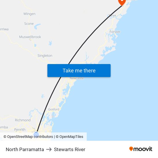 North Parramatta to Stewarts River map