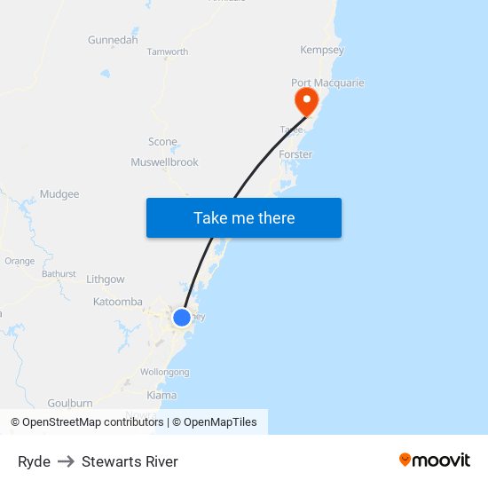 Ryde to Stewarts River map