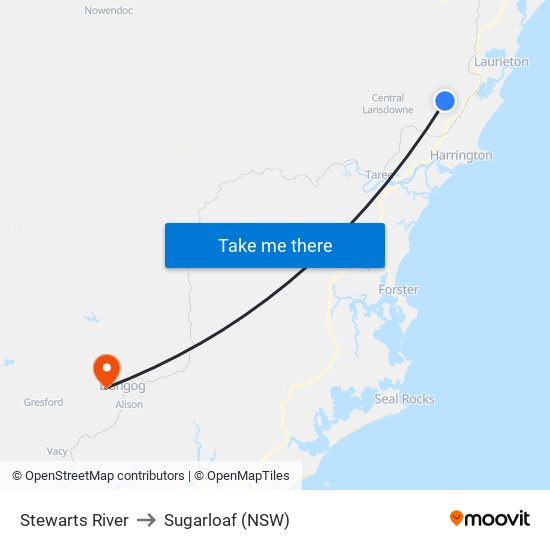 Stewarts River to Sugarloaf (NSW) map