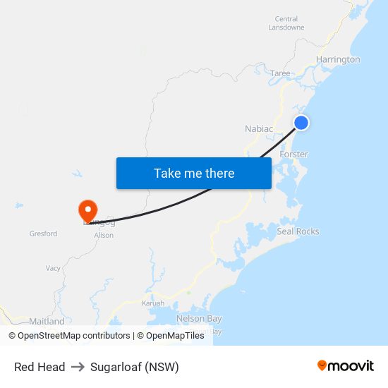 Red Head to Sugarloaf (NSW) map