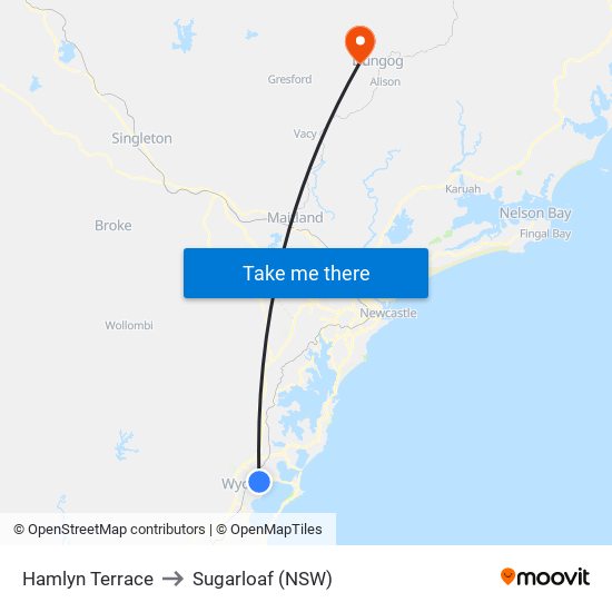 Hamlyn Terrace to Sugarloaf (NSW) map