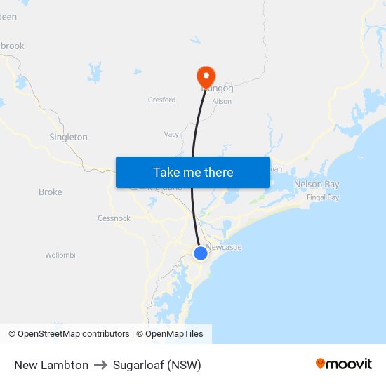 New Lambton to Sugarloaf (NSW) map