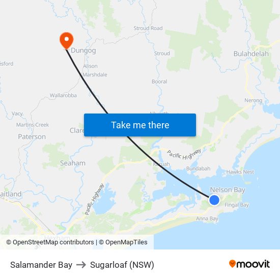 Salamander Bay to Sugarloaf (NSW) map