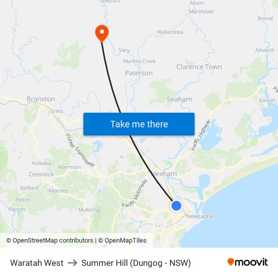 Waratah West to Summer Hill (Dungog - NSW) map