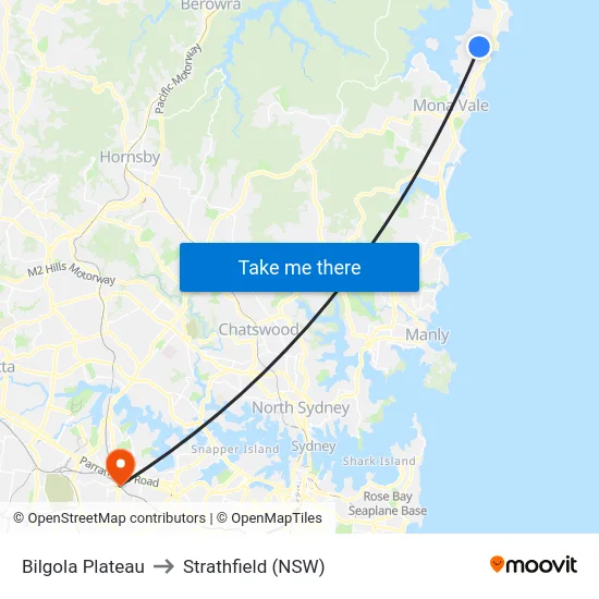 Bilgola Plateau to Strathfield (NSW) map