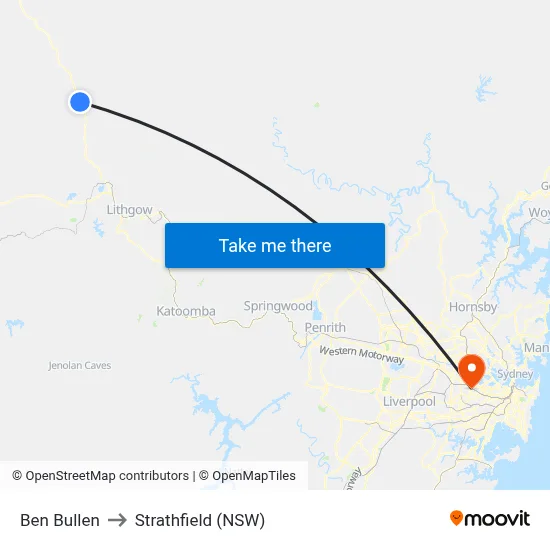 Ben Bullen to Strathfield (NSW) map