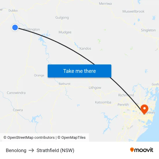 Benolong to Strathfield (NSW) map