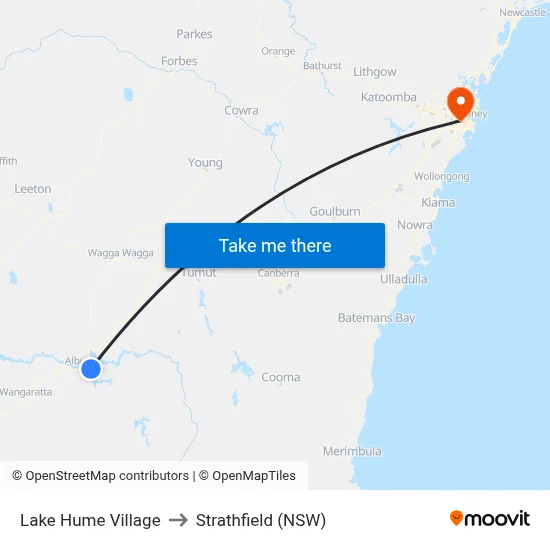 Lake Hume Village to Strathfield (NSW) map