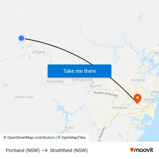 Portland (NSW) to Strathfield (NSW) map