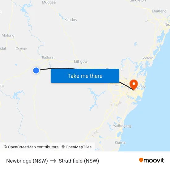 Newbridge (NSW) to Strathfield (NSW) map